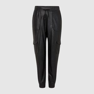WAT. THE BRAND VEGAN LEATHER CARGO JOGGERS - BLACK